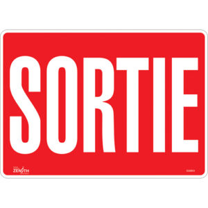 "Sortie" Sign, 10" x 14", Vinyl, French - SGM604