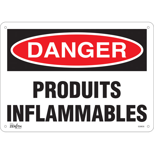 "Produits Inflammables" Sign, 10" x 14", Aluminum, French - SGM636
