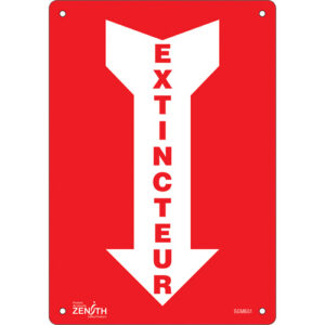 "Extincteur" Arrow Sign, 10" x 7", Aluminum, French with Pictogram - SGM651