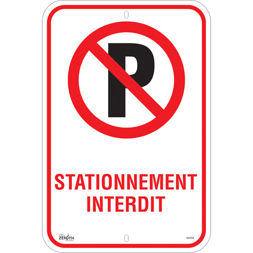 "Stationnement Interdit" Sign, 18" x 12", Aluminum, French with Pictogram - SGP350
