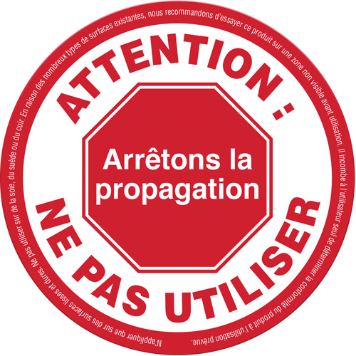 "Attention: Ne pas utiliser" Label, 5-1/8" x 5-1/8", Vinyl, French - SGU495
